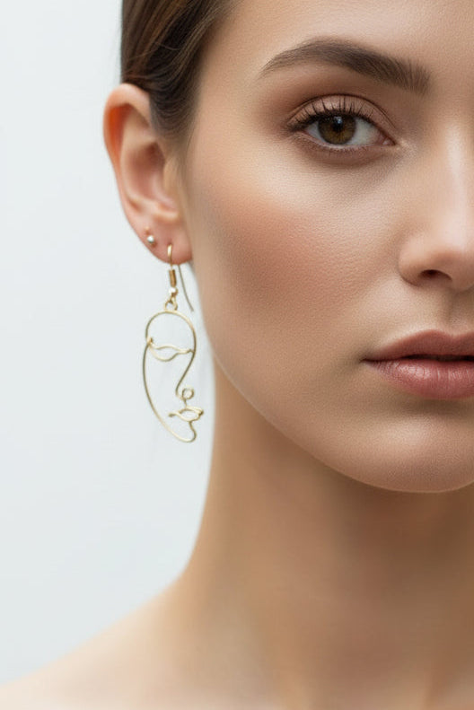 Boucles d’oreilles visage abstrait – Design artistique fait main