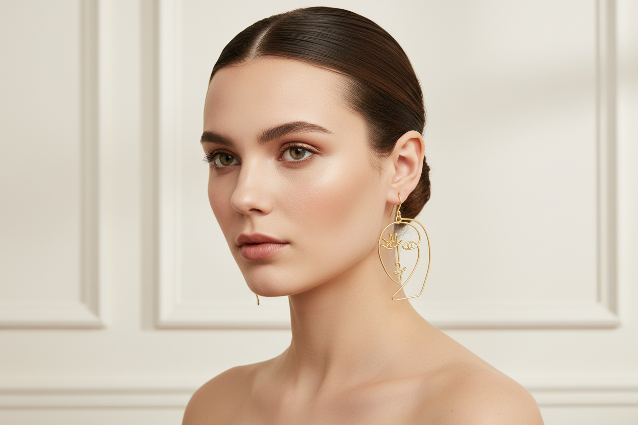 Boucles d’oreilles abstraites en fil, faites main