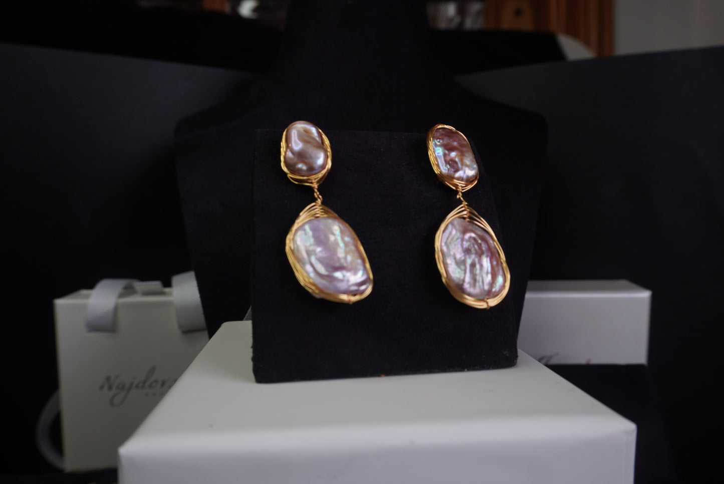 Boucles d’oreilles en nacre naturelle – Acier inoxydable