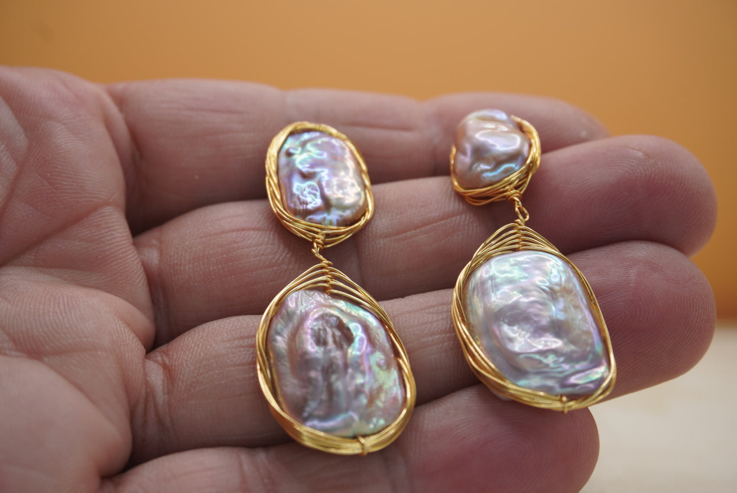 Boucles d’oreilles en nacre naturelle – Acier inoxydable