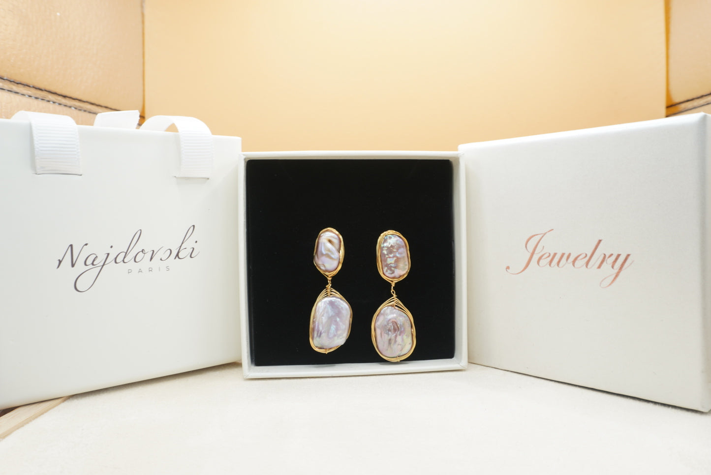 Boucles d’oreilles en nacre naturelle – Acier inoxydable