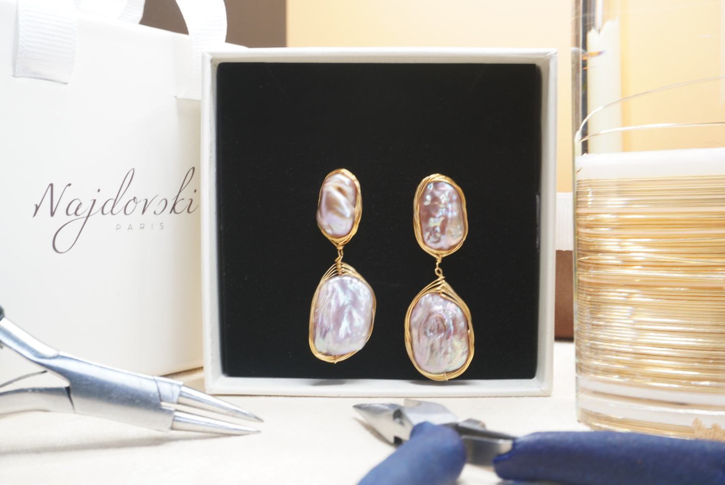 Boucles d’oreilles en nacre naturelle – Acier inoxydable