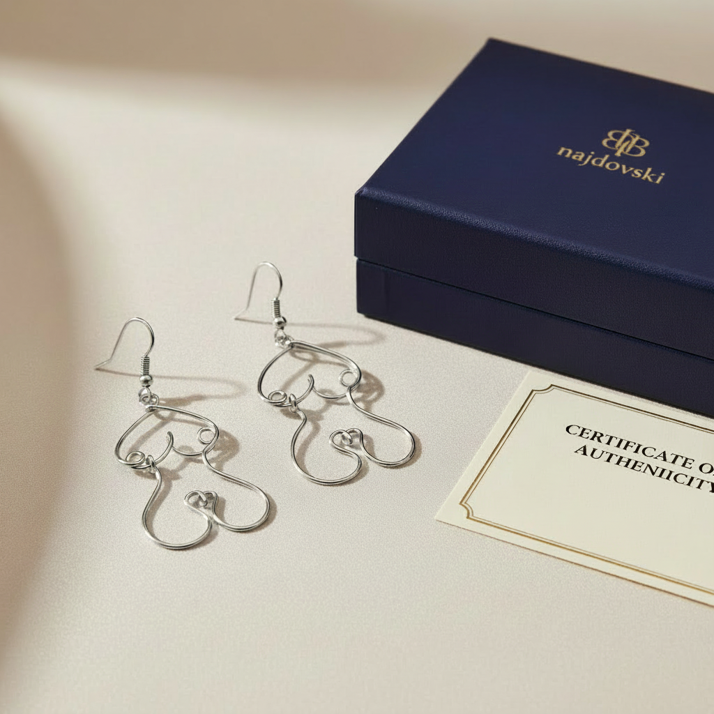 Boucles d’oreilles en argent 925 avec boîte Najdovski et certificat d’authenticité.