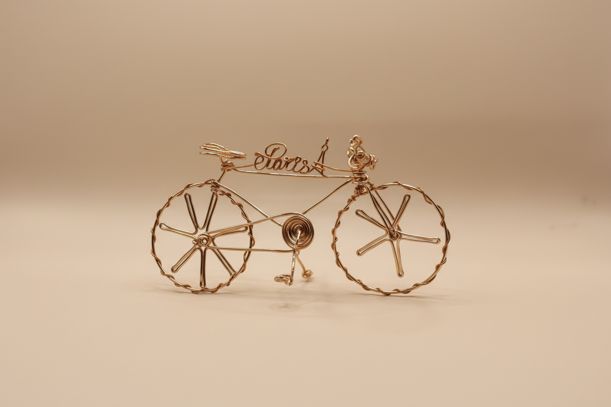 Vélo Miniature en Fil Métallique – Sculpture Artisanale Unique